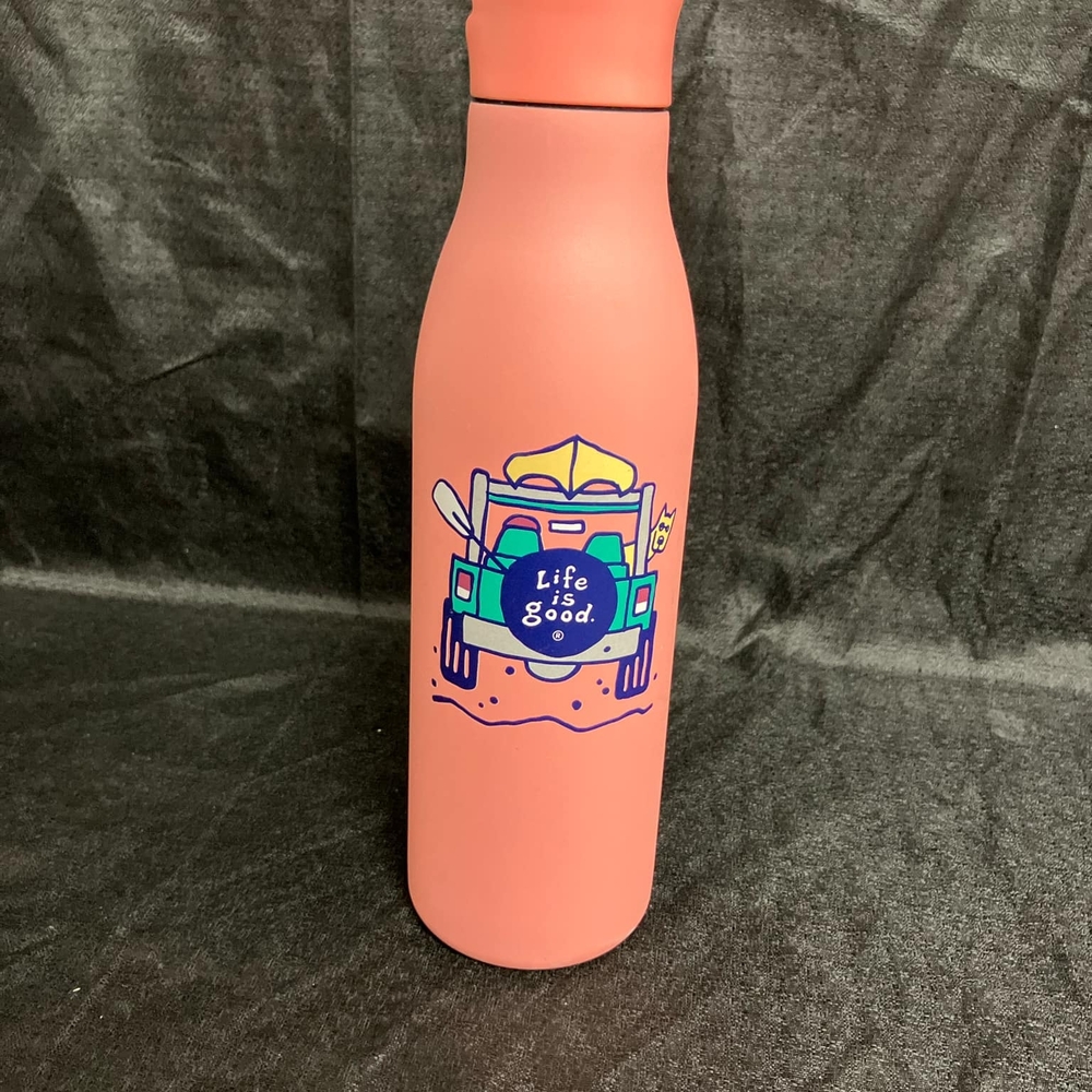 Pink Water Bottle with Graphic Design
